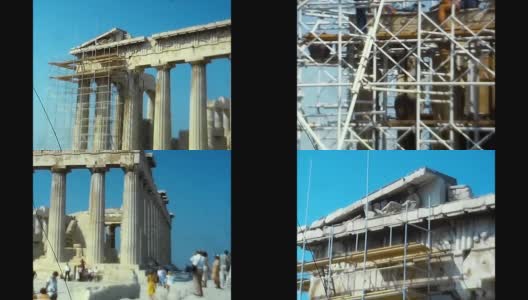 雅典卫城是希腊的旅游地标。希腊首都雅典的古雅典石柱遗址高清在线视频素材下载