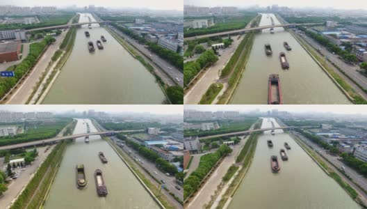 在大运河上飞行，苏州，中国高清在线视频素材下载
