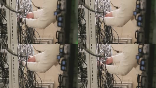 在服务器机房配置网络设备高清在线视频素材下载