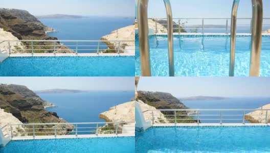 Luxury pool area & Santorini高清在线视频素材下载