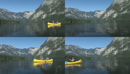 湖上的双人皮划艇高清在线视频素材下载