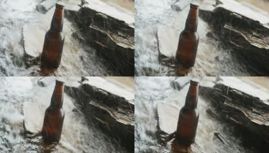 啤酒在河里冷冻高清在线视频素材下载