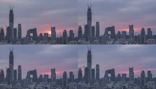 T/L MS HA TD Downtown Beijing Sunset / Beijing, China高清在线视频素材下载