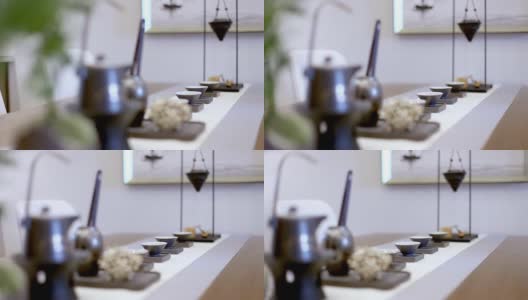 日本风格茶具在现代客厅高清在线视频素材下载