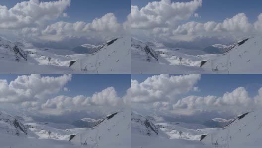 滑雪场设置在高山峭壁上，运动员们在那里展示了他们的技能高清在线视频素材下载
