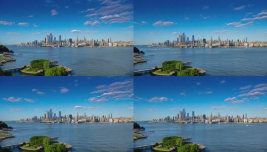 纽约市:哈德逊河对岸的天际线高清在线视频素材下载