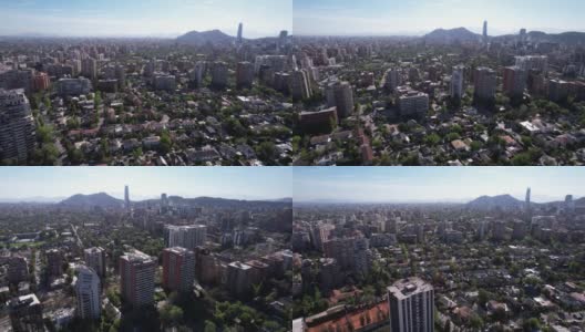 南美洲智利首都圣地亚哥的鸟瞰图。无人机镜头，4K分辨率。高清在线视频素材下载