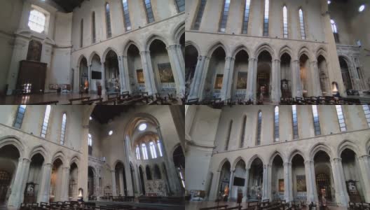 那不勒斯-圣洛伦佐马焦雷大教堂的内部概况高清在线视频素材下载