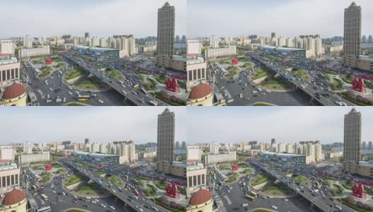 哈尔滨市区十字路口交通繁忙。间隔拍摄4 k高清在线视频素材下载