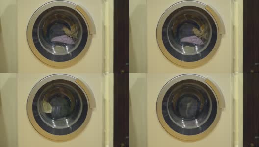 在弱光下洗衣机高清在线视频素材下载