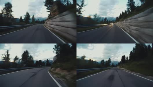 在欧洲阿尔卑斯山的白云石上开车高清在线视频素材下载