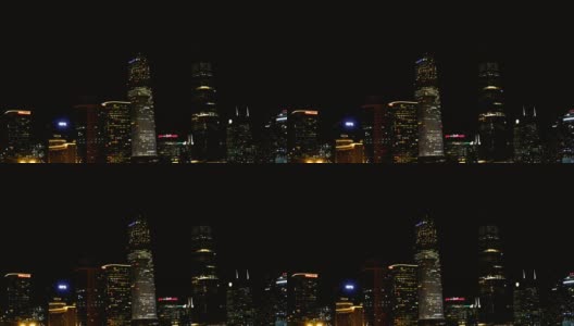 北京CBD地区夜间鸟瞰图高清在线视频素材下载
