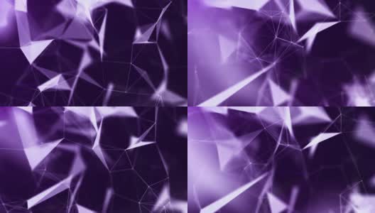 3D渲染紫色抽象背景点和网络未来主义数据网络概念与黑暗和纹理渲染连线高清在线视频素材下载