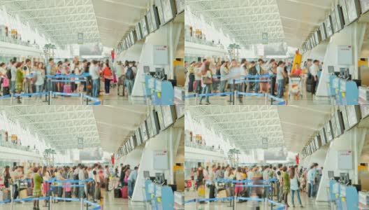 旅客在机场登记大厅的拥挤时间流逝高清在线视频素材下载