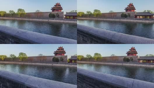 中国北京，2016年3月21日:日落时分，漫步并欣赏中国北京紫禁城塔的美丽景色高清在线视频素材下载