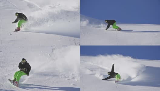 单板滑雪新雪转高清在线视频素材下载