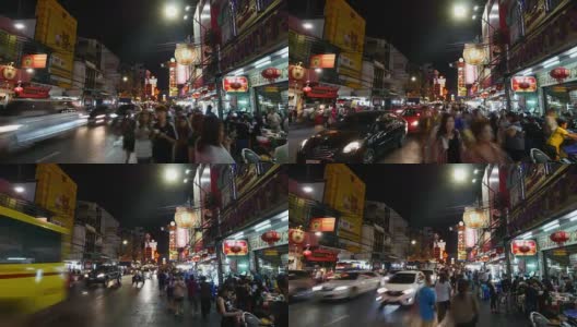 唐人街夜市拥挤不堪高清在线视频素材下载