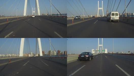 南浦大桥上的实时驾驶，上海，中国高清在线视频素材下载