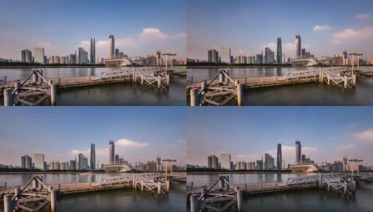 中国广州，2014年11月23日:珠江沿岸的现代建筑，中国广州高清在线视频素材下载
