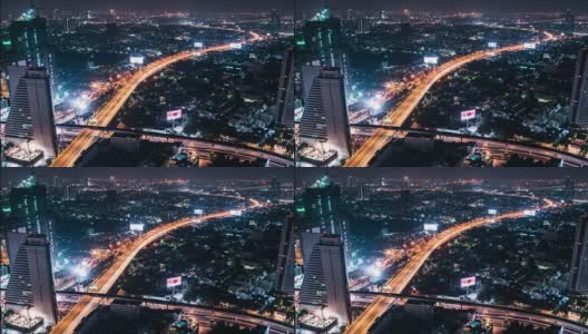 T/L WS夜间曼谷的高架景观高清在线视频素材下载