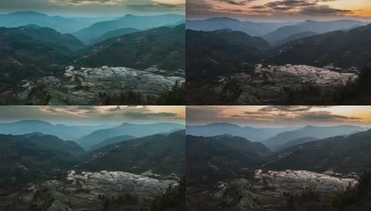 中国的山地和梯田景观，光线高清在线视频素材下载
