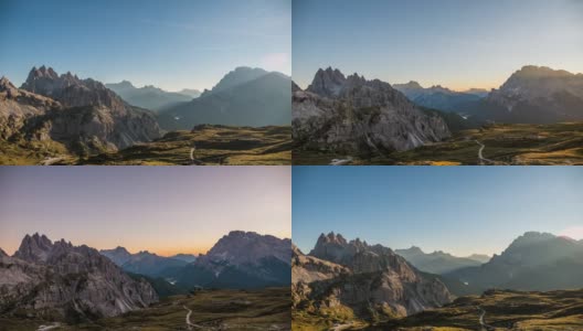 黄昏时的山脉，阿尔卑斯山欧洲白云岩，意大利高清在线视频素材下载