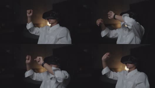 亚洲男子使用VR虚拟现实高清在线视频素材下载