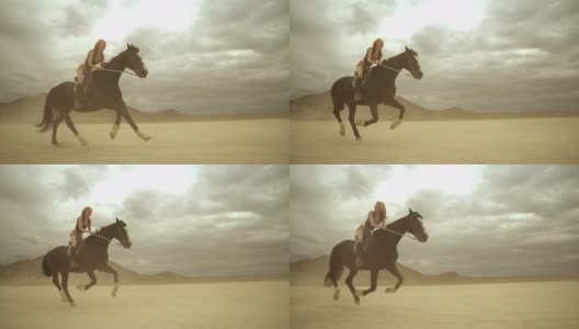 (慢镜头)在沙漠里骑马05高清在线视频素材下载