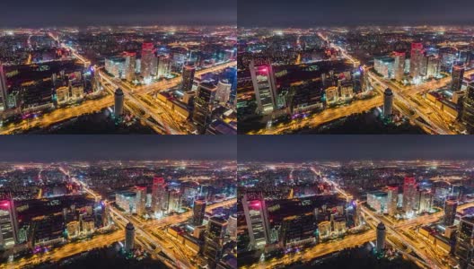 T/L WS HA PAN北京Urban Skyline and Cityscape at Night /北京，中国高清在线视频素材下载