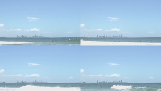 冲浪者乘风破浪，冲浪者的天堂大厦在暑假后高清在线视频素材下载