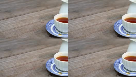 木桌上放着英国茶高清在线视频素材下载
