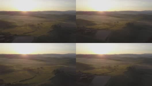 托斯卡纳的日出景观与低雾高清在线视频素材下载