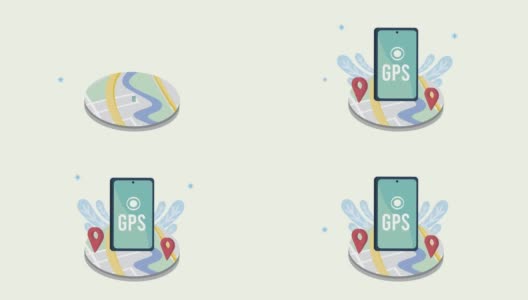 地图和智能手机上的GPS定位标志高清在线视频素材下载