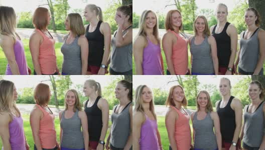 五名微笑的女运动员高清在线视频素材下载
