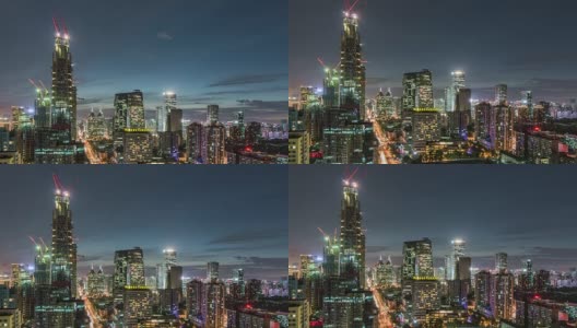 T/L MS HA PAN北京CBD建筑工地夜间鸟瞰图高清在线视频素材下载