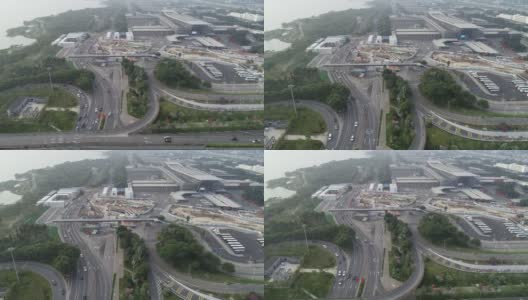 航拍中国深圳的高架桥和行驶的车辆高清在线视频素材下载