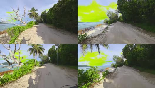 在塞舌尔的拉迪格岛骑行高清在线视频素材下载