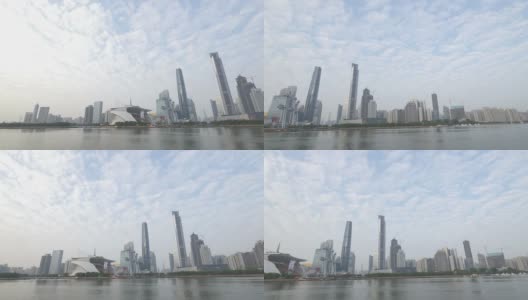 广州江畔的天际线和现代化的写字楼高清在线视频素材下载