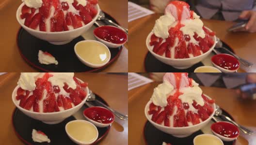 冰淇淋草莓自制高清在线视频素材下载
