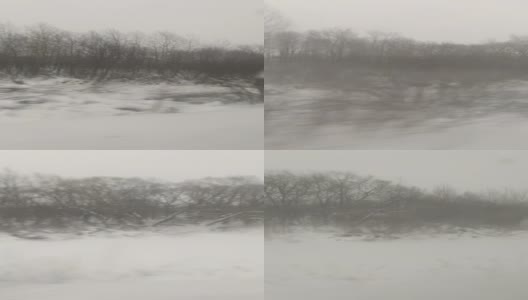 从火车窗口看到的冬季风景，一段经过的冬季风景视频高清在线视频素材下载