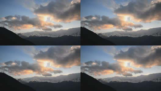 日落雪山景观和云景高清在线视频素材下载