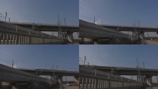 中国、动车组通过高架桥高清在线视频素材下载
