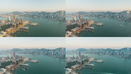 延时:鸟瞰九龙海港城日落高清在线视频素材下载