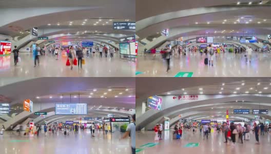 广州市火车站大厅步行全景4k时间流逝中国高清在线视频素材下载