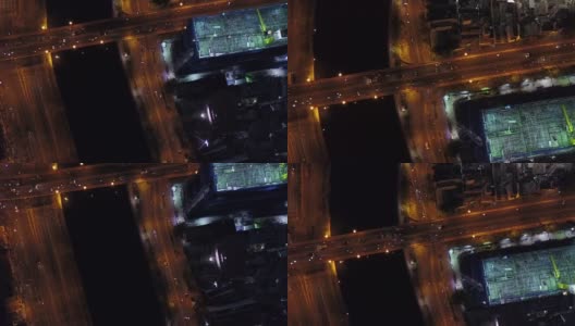 夜间架空天桥上的城市交通高清在线视频素材下载