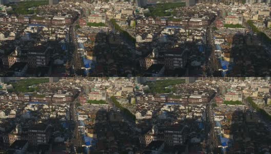 阳光明媚的一天上海城市贫民窟街区屋顶全景4k中国高清在线视频素材下载