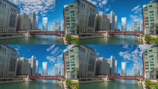 芝加哥河时间流逝地平线4K 1080P高清在线视频素材下载
