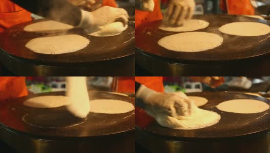 做泰国棉花糖煎饼。高清在线视频素材下载