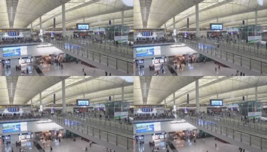 香港国际机场候机大厅的候机人员每年接待超过7000万人次的旅客。高清在线视频素材下载