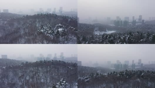 吉林雪山上的寺庙高清在线视频素材下载